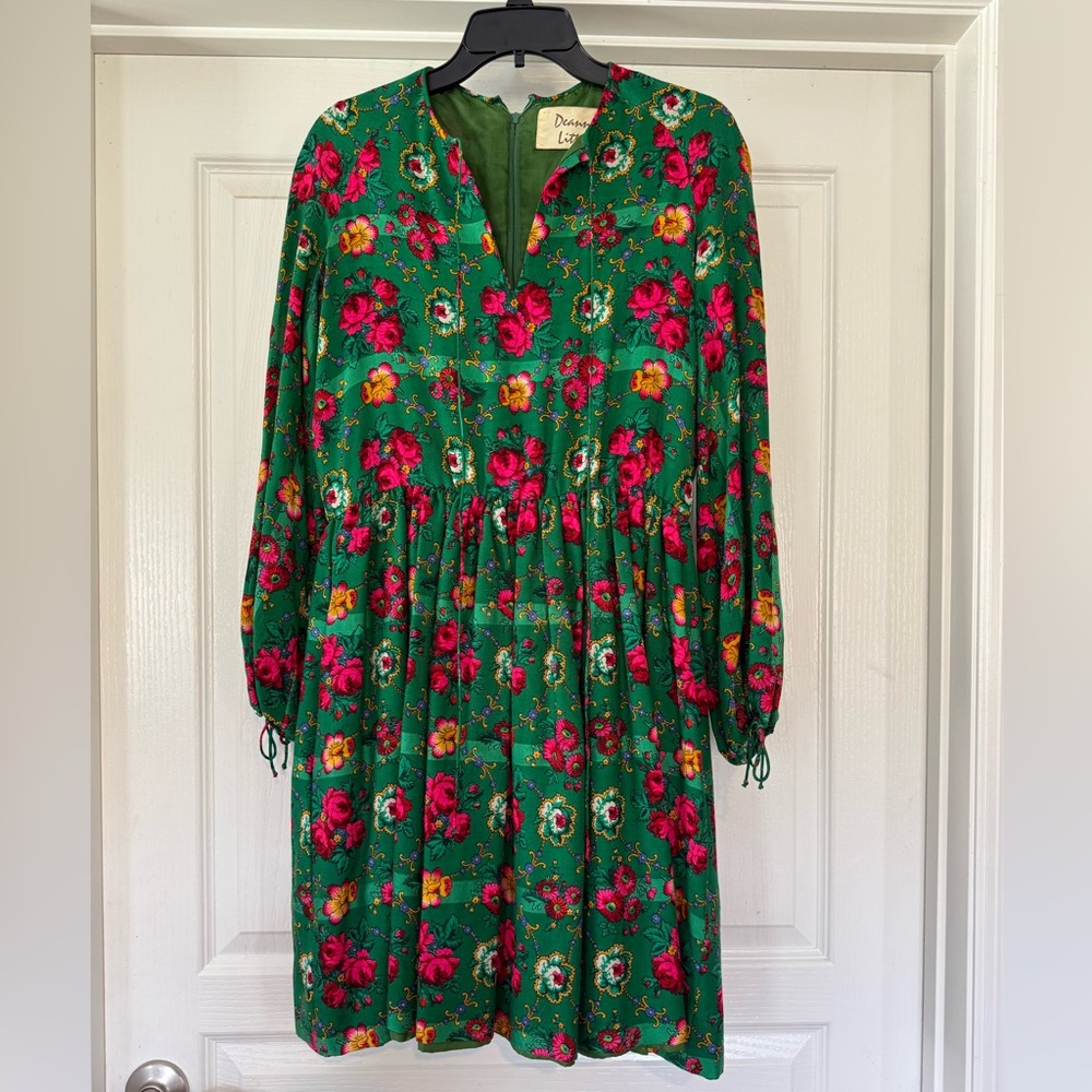 Vintage!!! Deanna Littell Green Floral Dress